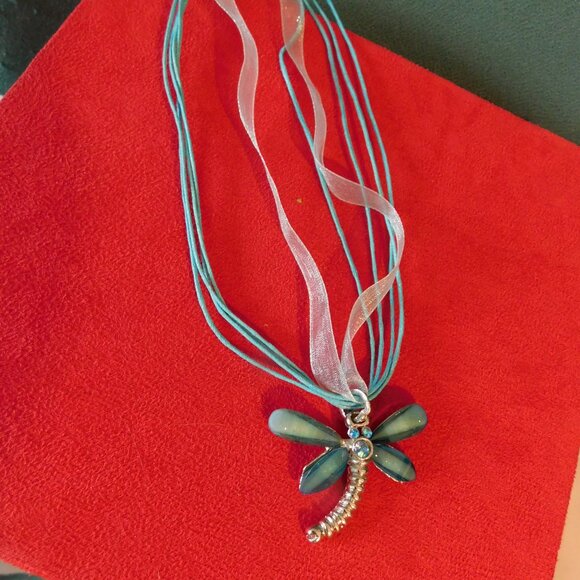 Ladies Turquoise DragonFly Necklace - Picture 2 of 4